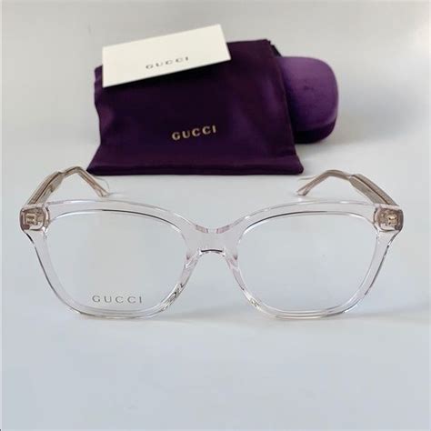 pink clear gucci glasses.